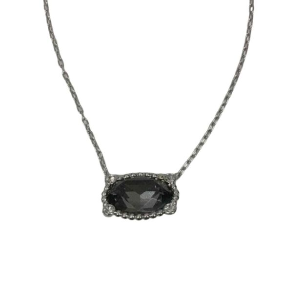 Swarovski Rosette Dark Colored Black Top Stone Necklace - Picture 1 of 8